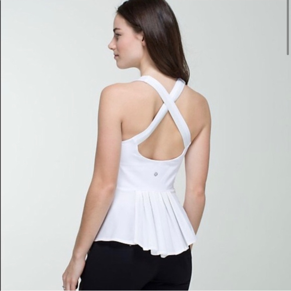 Lululemon RARE Peplum white tank top